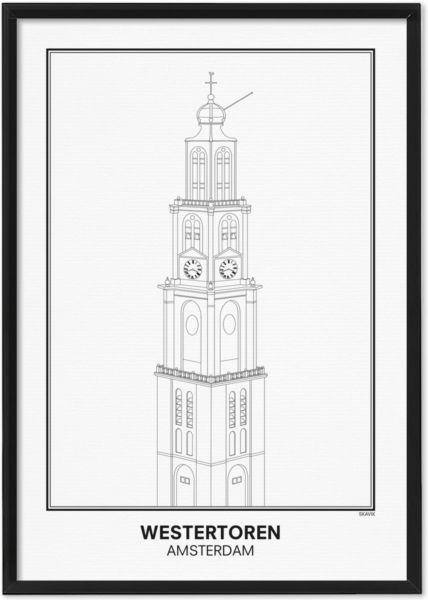 SKAVIK Westertoren - Amsterdam Poster 30 x 40 cm | zonder lijst