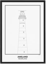 SKAVIK Ameland - Nederland 50 x 70| Poster - houten lijst (zwart) 50 x 70 cm