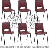 King of Chairs -Set van 6- Model KoC Samantha bordeaux met zwart onderstel. Stapelstoel kuipstoel vergaderstoel tuinstoel kantine stoel stapel stoel kantinestoelen stapelstoelen ku