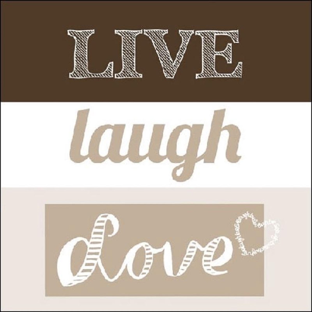 Lunch Servetten Live, laugh and Love - Sand - Ambiente - 33x33 cm