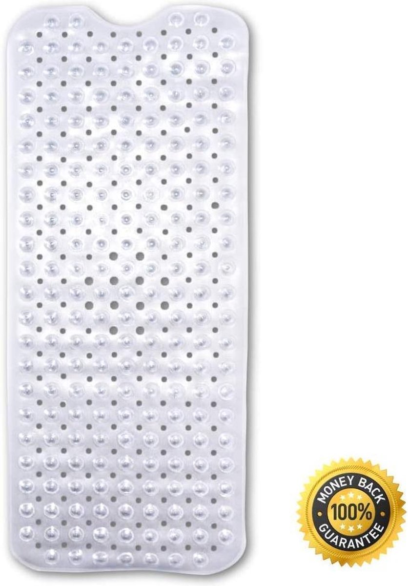 CleanBee - Extra lange antislip badmat - Schimmelbestendig - Wasmachinebestendig - Rubberen zuignapjes - 100 x 40cm - CleanBee