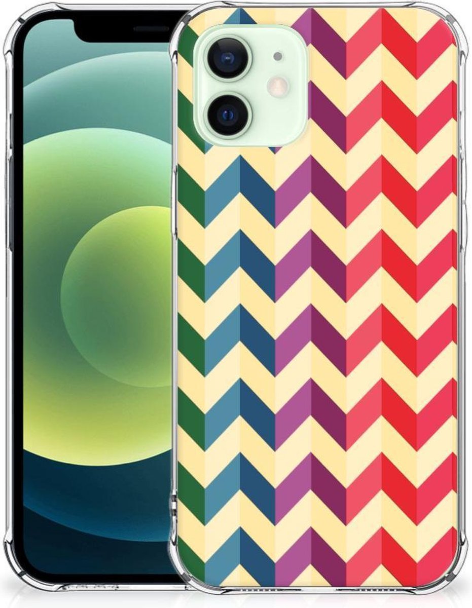 iPhone 12 Mini Doorzichtige Silicone Hoesje Zigzag Multi Color