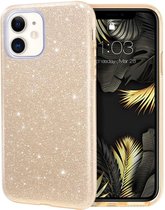 iphone 12 hoesje glitter goud - iPhone 12 Hoesje Glitters Siliconen Case Back Cover Goud Gold