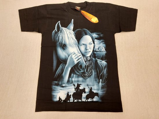 Rock Eagle Shirt: Native American / Indiaan vrouw met paard