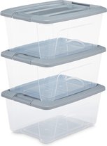 IRIS New Topbox Opbergbox - 15L - Kunststof - Transparant/Zilvergrijs - Set van 3