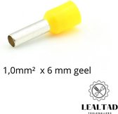 Adereindhuls 1,0 mm² x 6 mm geel 100 stuks | Ferrule | Draadhuls | Adereindhulzen | Eindverbinder