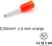 Adereindhuls 0,50 mm² x 6 mm oranje 100 stuks | Ferrule | Draadhuls | Adereindhulzen | Eindverbinder