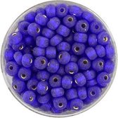9563-054 Rocailles blauw mat zilverkern 4.5mm