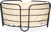 Broodmandje- Zwart- Beige -  D22XH10cm - Metaal - Met 100% katoenen hoes - Multifunctionele basket- Fruitmand