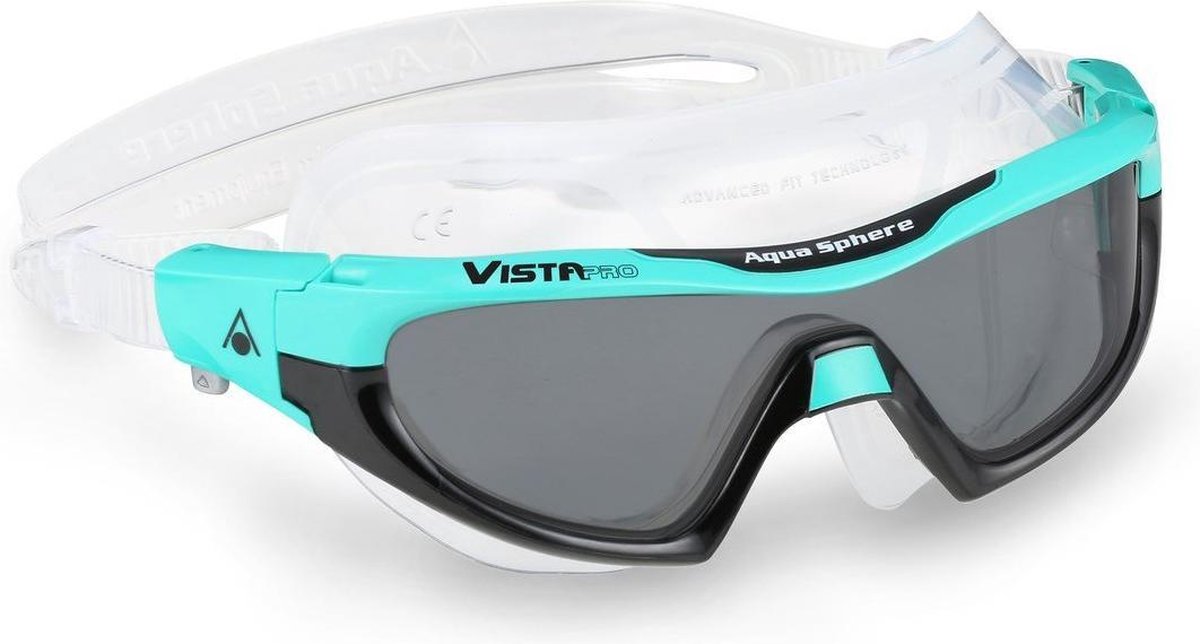 AQUASPHERE Vista Pro Masque De Natation, Lunette De Piscine Pour Hommes Et Femmes Avec Protection UV Et Joint En Silicone, Verres Anti-buée Et Anti- Fuite, Noire - Indigo Lens