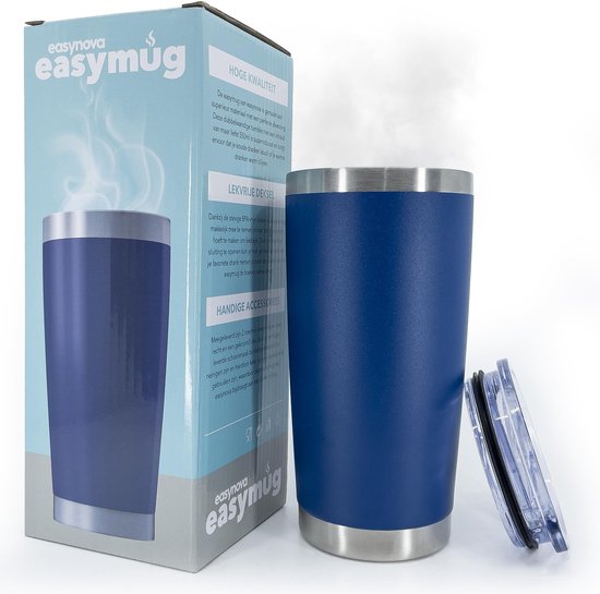 Tasse thermos à double paroi Easymug® - Tasse de voyage pour bouteille thermos étanche - Pailles en acier inoxydable - Thermos