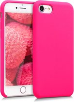 kwmobile telefoonhoesje voor Apple iPhone SE (2022) / SE (2020) / 8 / 7 - Hoesje met siliconen coating - Smartphone case in neon roze