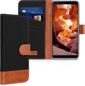 kwmobile telefoonhoesje voor Samsung Galaxy A7 (2018) - Hoesje met pasjeshouder in zwart / bruin - Case met portemonnee