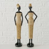 Vrouwen - Afrika style - |Beige/Zwart - 30cm - 2 set