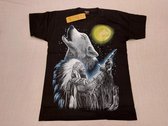 Rock Eagle Shirt: Native American / Indiaan man met wolf en volle maan (medium)
