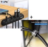 Zelfklevende kabelhouder + Kabelbinder - TOPK - Combinatie set - Bureauaccessoires - Kabels binden - Kabelwinder - Kabelclips -  Kabelbinder - Kabels opbergen - Oriënteren - Thuisw
