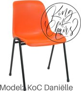King of Chairs model KoC Daniëlle oranje met zwart onderstel. Stapelstoel kantinestoel kuipstoel vergaderstoel tuinstoel kantine stoel stapel stoel kantinestoelen stapelstoelen kui