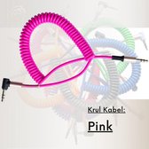 GoodvibeZ CurlZ | Roze | Stereo Audio Jack KabelS 3.5 mm - AUX Kabel Gold Plated - Male to Male - Zwart - 0,8 meter | Mobiel / Stereo / MP3 Speler / TV /