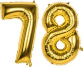 78 Jaar Folie Ballonnen Goud - Happy Birthday - Foil Balloon - Versiering - Verjaardag - Man / Vrouw - Feest - Inclusief Opblaas Stokje & Clip - XXL - 115 cm
