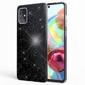 samsung a71 hoesje glitter zwart -Samsung A71 Hoesje Glitters Siliconen Case Back Cover Zwart Black