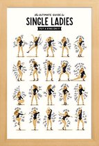 JUNIQE - Poster in houten lijst Single Ladies songtekst -30x45 /Bruin