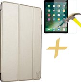 Apple iPad Mini 4 - Luxe Champagne Gouden Leren Cover Smart Cover + Met Gratis Screenprotector  - Book Case Retro  (Flip Cover) (Gold en Leer)