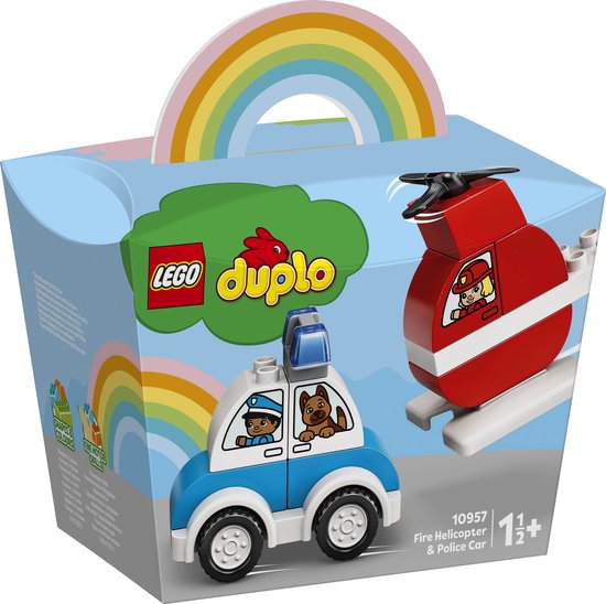 LEGO DUPLO Brandweerhelikopter en Politiewagen - 10957