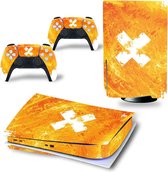 Sony PS5 Disk Edition Console Skins - Liquid Grunge Geel / Oranje (Let op, alleen geschikt voor PlayStation 5 Disk Edition - zie productafbeelding)