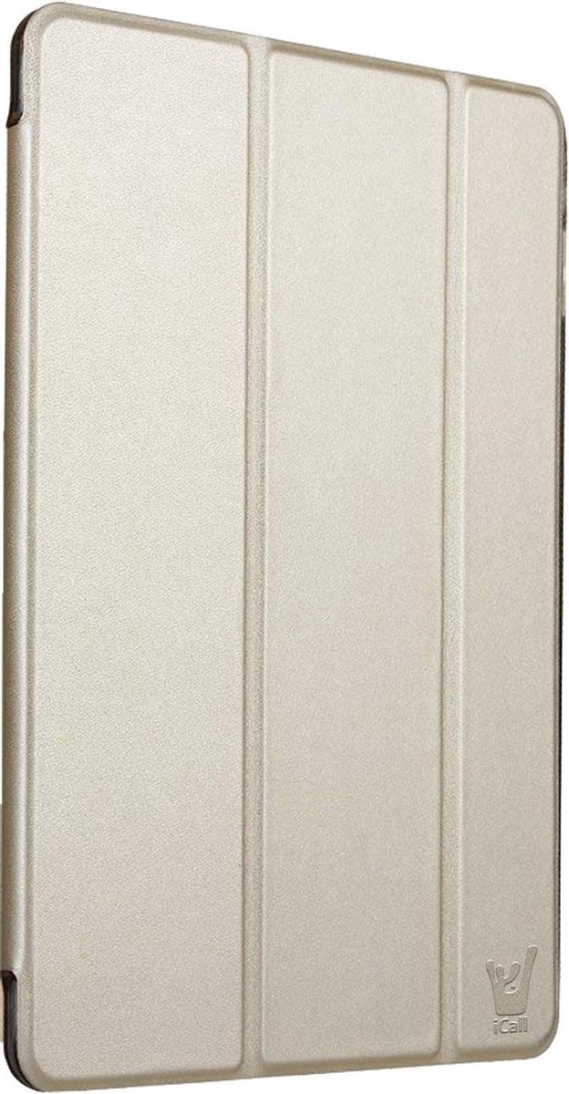 Hoes geschikt voor Samsung Galaxy Tab S3 9.7 Inch - Luxe Champagne Gouden Kunstleren Hoesje Smart Cover - Book Case Retro (Flip Cover) - Bescherming voor Voor- en Achterkant (Gold en Kunstleer)