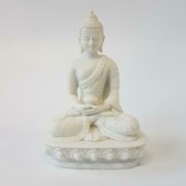 Mooi Boeddha beeldje - 14cm - Resin - Meditatie Boeddha - Wit