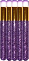 5 stuks Lash Cleaning Brush wimper reiniging borstel contour paars purple glitter make-up cleansing