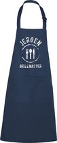 mijncadeautje - luxe keukenschort - Grillmaster BBQ - met naam - navy / blauw