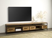 Tv meubel Livorno 240 cm  met 4 laden en 2 vakken | Teak