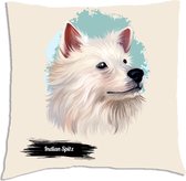 Sierkussen - Indian Spitz - Wit - 45 Cm X 45 Cm