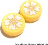 Thumb Grips | Thumb Sticks | Gaming Thumbsticks | Geschikt voor Nintendo Switch & Lite | 1 Set = 2 Thumbgrips | Bloemen | Geel met Wit