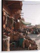 Canvas  - Markt in Marrakesh - Marokko  - 75x100cm Foto op Canvas Schilderij (Wanddecoratie op Canvas)