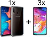 samsung a10s hoesje - Samsung galaxy A10S hoesje case siliconen transparant hoesjes hoes cover - hoesje samsung a10s - 3x samsung a10s screenprotector screen protector