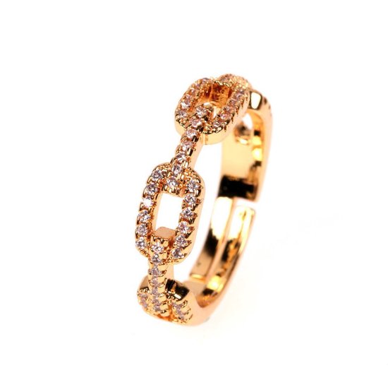 Chain met steentjes ring | goud gekleurd