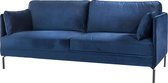 Fancy velvet - Sofa - 3-zit bank - blauw - velours - stalen pootjes - zwart