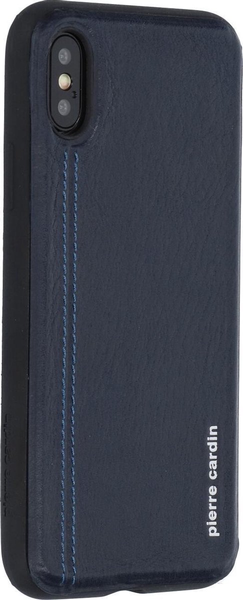 Blauw hoesje van Pierre Cardin - Backcover - Stijlvol - Leer - iPhone X-Xs - Luxe cover