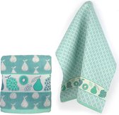 Bunzlau Castle Fruit Keukenset (Keukendoek + Theedoek) - 100% Katoen Jaquard - Green