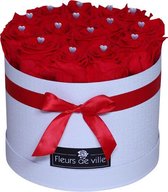 Fleurs de ville - Flowerbox met longlife rozen - 15 rode rozen met hartjes - Light Red