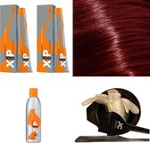 XP100 haarverfpakket kleur 7.62  Middenblond & Rood & Violet (2x 100ML) met 9% waterstof ( 1x 250ML) incl verfbakje, kwast, maatbeker, puntkam en handschoenen
