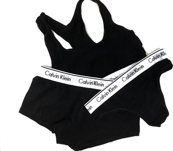 Junior stijfheid Paradox Calvin Klein dames set bustier short en string zwart U2664GLPF, maat S |  bol.com