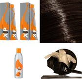 XP100 haarverfpakket kleur 5.3  Lichtbruin & Goud (2x 100ML) met 3% waterstof ( 1x 250ML) incl verfbakje, kwast, maatbeker, puntkam en handschoenen