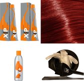 XP100 haarverfpakket kleur 8.66  Lichtblond & Rood intensief (2x 100ML) met 6% waterstof ( 1x 250ML) incl verfbakje, kwast, maatbeker, puntkam en handschoenen