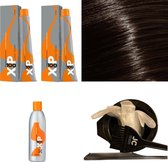 XP100 haarverfpakket kleur 5.3  Lichtbruin & Goud (2x 100ML) met 6% waterstof ( 1x 250ML) incl verfbakje, kwast, maatbeker, puntkam en handschoenen