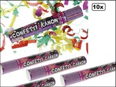 10x Feest confetti kanon papier 25cm - Carnaval optocht shooter party popper thema feest festival  confettie - Multi