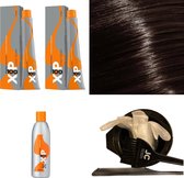 XP100 haarverfpakket kleur 5.35  Lichtbruin &Goud & Mahonie (2x 100ML) met 6% waterstof ( 1x 250ML) incl verfbakje, kwast, maatbeker, puntkam en handschoenen