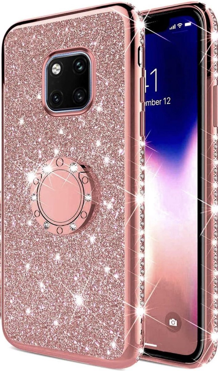 Huawei Mate 20 Pro Backcover - Roze - Magnetisch- Glitter - Soft TPU